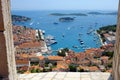 Hvar town with the harbor from the Spanish Fortress Royalty Free Stock Photo