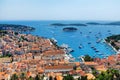 Hvar Town with the harbor viewed from the Spanish Fortress Royalty Free Stock Photo