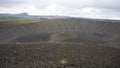 Hverfell caldera volcano top view, Iceland landmark