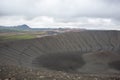 Hverfell caldera volcano top view, Iceland landmark