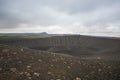 Hverfell caldera volcano top view, Iceland landmark
