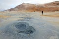 HVERIR, ICELAND, 26 SEPTEMBER, 2019: Tourists visiting the geothermal region of Hverir in Iceland near Myvatn Lake