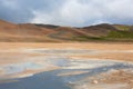 Hverir mud pools day view, Iceland landmark