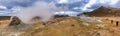 Hverir thermal geysers panoramic view in Myvatn, Iceland