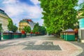Hviezdoslav Square in the Old Town, between the New Bridge and the Slovak National Theater in Bratislava, Slovakia Royalty Free Stock Photo