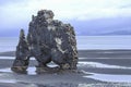 Hvitserkur, giant rock with the shape of a petrified animal, in the Hunafloi bay, North Iceland