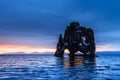 Hvitserkur 15 m height. Is a spectacular rock in the sea on the Northern coast of Iceland. this photo reflects in the water aft