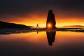 Hvitserkur 15 m height. Is a spectacular rock in the sea on the Northern coast of Iceland. this photo reflects in the water aft