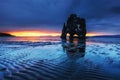 Hvitserkur 15 m height. Is a spectacular rock in the sea on the Northern coast of Iceland. this photo reflects in the water aft