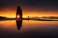 Hvitserkur 15 m height. Is a spectacular rock in the sea on the Northern coast of Iceland. this photo reflects in the water aft