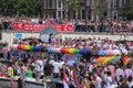 HVO-Querido Boat At The Gaypride Canal Parade With Boats At Amsterdam The Netherlands 6-8-2022