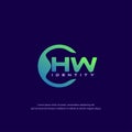 HW Initial letter circular line logo template vector with gradient color blend
