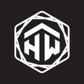 HW Initial letter hexagonal logo vector