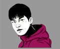 Hwang Jun-ho Squid game character Portrait Design Clothes Pink Vector