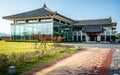 Hwangnyongsa Temple History and Culture Center building exterior view in Gyeongju South Korea