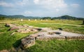 Hwangnyongsa Temple site landscape view with remaining stones of the ruins of the Buddhist temple Gyeongju South Korea Royalty Free Stock Photo