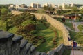 The Hwaseong fortress wall in Suwon, South Korea