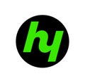 HY brand name initial letters monogram. Green HY company round icon