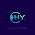 HY Initial letter circular line logo template vector with gradient color blend