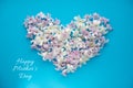 Hyacinth flowers on blue background with heart