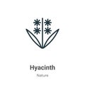Hyacinth outline vector icon. Thin line black hyacinth icon, flat vector simple element illustration from editable nature concept Royalty Free Stock Photo