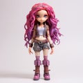 Lara: A Piratepunk Vinyl Toy With Pink Hair And Detailed Purple And White Boots