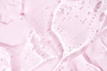 Hyaluronic acid gel. Textured background with oxygen bubbles, pink background