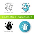 Hyaluronic acid icon. Hydrating chemical formula. Collagen to prevent wrinkles. Anti-aging effect. Korean cosmetic