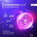 Hyaluronic Acid Moisture Boost. Collagen pink bubble.