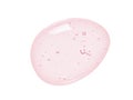 Hyaluronic acid serum texture. Pink liquid gel drop isolated on white. Cosmetic face skincare product with bubbles