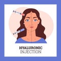 Before and after hyaluronic injection woman's face concept vector illustration Royalty Free Stock Photo