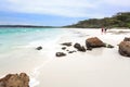 HYAMS BEACH, AUSTRALIA - APRIL 9, 2014; Tourists enjoy the whit Royalty Free Stock Photo