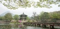 Hyangwonjeong hexagonal pavilion of Gyeongbokgung Palace in Seoul, Korea. Erected by royal command of King Gojong in 1873