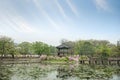 Hyangwonjeong hexagonal pavilion of Gyeongbokgung Palace in Seoul, Korea. Erected by royal command of King Gojong in 1873