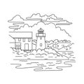 Hyannis Harbor Light or Lewis Bay Lighthouse in Massachusetts USA Mono Line Art