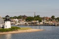 Hyannis Port Harbor with Lighthouse and Restaurants Royalty Free Stock Photo