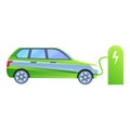 Hybrid car charge station icon, cartoon style