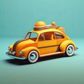 Hybrid car 3d cartoon illustration - Generative AI.