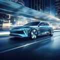 Hybrid car in motion, emphasizing its seamless transition between electric and fuel modes