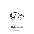 Hybrid car outline vector icon. Thin line black hybrid car icon, flat vector simple element illustration from editable transport Royalty Free Stock Photo