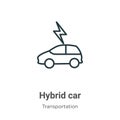 Hybrid car outline vector icon. Thin line black hybrid car icon, flat vector simple element illustration from editable Royalty Free Stock Photo