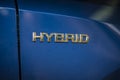 Hybrid car sign. Ecology vehicle safe to environment Royalty Free Stock Photo