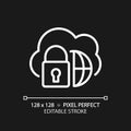 Hybrid cloud pixel perfect white linear icon for dark theme Royalty Free Stock Photo
