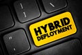 Hybrid Deployment - combining an on-premises or hosted environment with a cloud-based platform, text button on keyboard Royalty Free Stock Photo