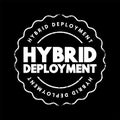 Hybrid Deployment - combining an on-premises or hosted environment with a cloud-based platform, text concept stamp Royalty Free Stock Photo