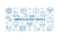 Hybrid electric vehicle vector horizontal line banner