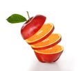 Hybrid fruit apple and orange fusion cut sliced Royalty Free Stock Photo