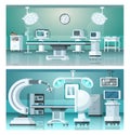 Hybrid operating isometric medicine hospital operating rooms on medical vector illustration. Royalty Free Stock Photo