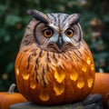 hybrid of owl and Halloween pumpkin, horror, nightmare, Halloween