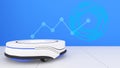 Hybrid robots work in many different ways.clean robot on blue background,using automation in product management